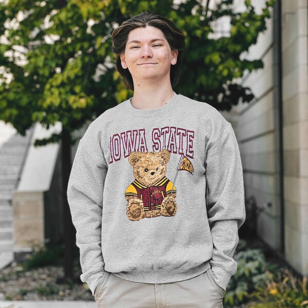 Summit Sportswear Letter Jacket Bear Gray Crewneck Sweatshirt
